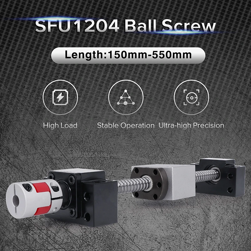 

SFU1204 Set: Rolled Ball Screw C7 With End Machined+Ball Nut +DSG12H +BK10BF10 EKEF10 C5 C7 End Support+Coupler For CNC Parts