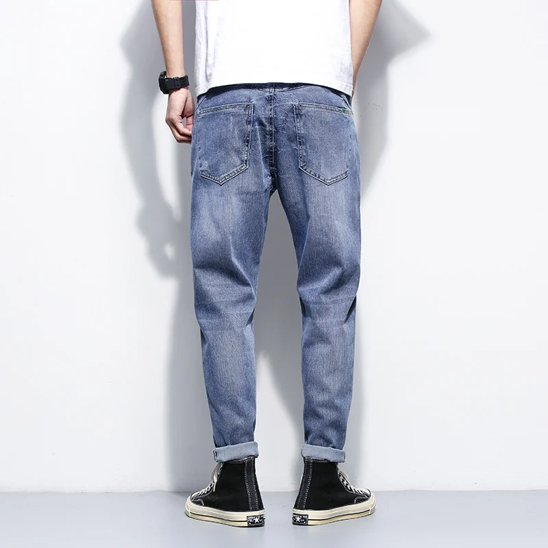 

High-quality spring and summer new blue jeans men's trendy brand high-end micro-harem pants trendy nine-point pants