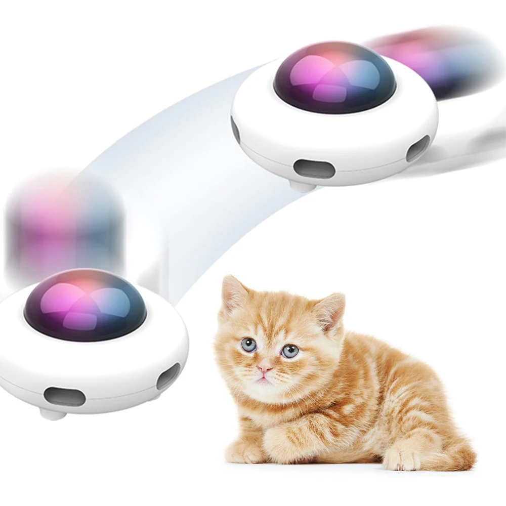 

Electric Cat Teaser Toy Automatic Swing Toys Puppy Cat Steering Chasing Toy UFO Turntable USB Charging Interactive Feather Toys