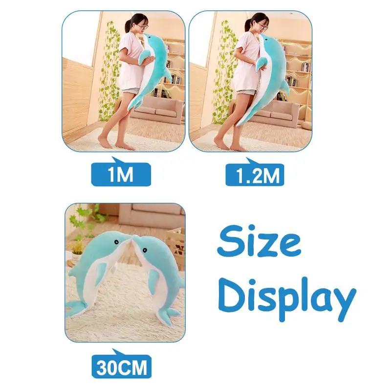 

30-120cm Cute Dolphin Plush Toys 3D Novelty Throw Pillows Soft Seal Plush Stuffed Plush Housewarming Party Hold Pillow Baby Gift