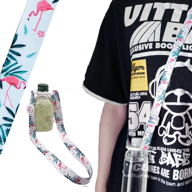 Креативная бутылка для напитков с милым рисунком фламинго кактуса ремешок