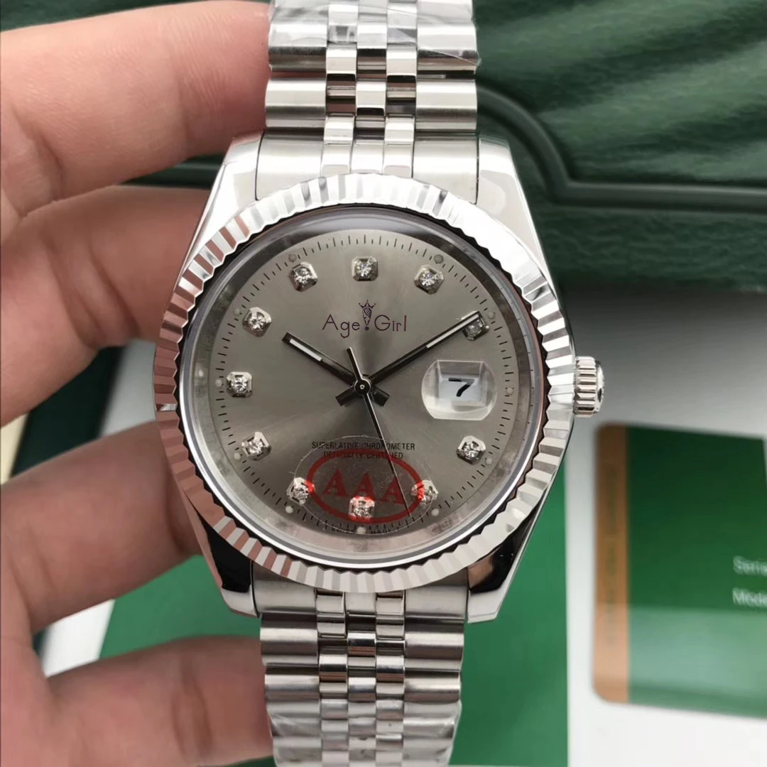 Роскошные брендовые новые мужские часы Datejust из нержавеющей стали автоматические механические сапфировое стекло черные Синие Серые ЧАСЫ 41 мм AAA - Цвет: Grey Diamond