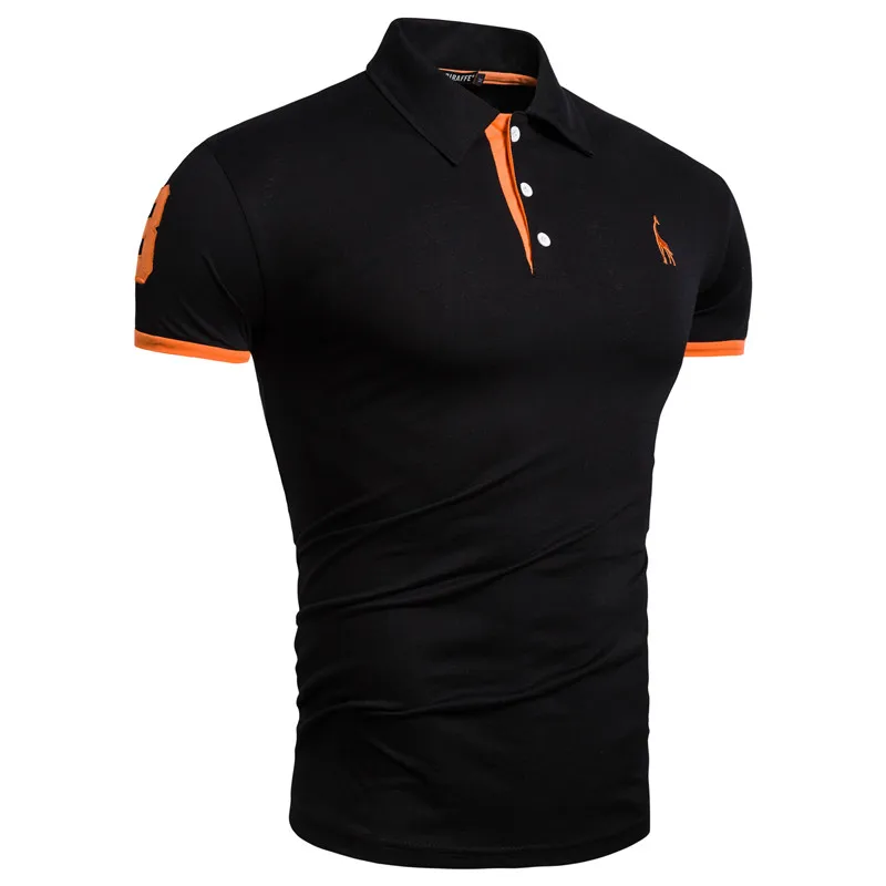black orange Прямая поставка, 17 цветов, брендовые качественные хлопковые футболки, мужские однотонные облегающие лоскутные Футболки с вышивкой, мужские футболки, американские S-3XL - Цвет: black orange