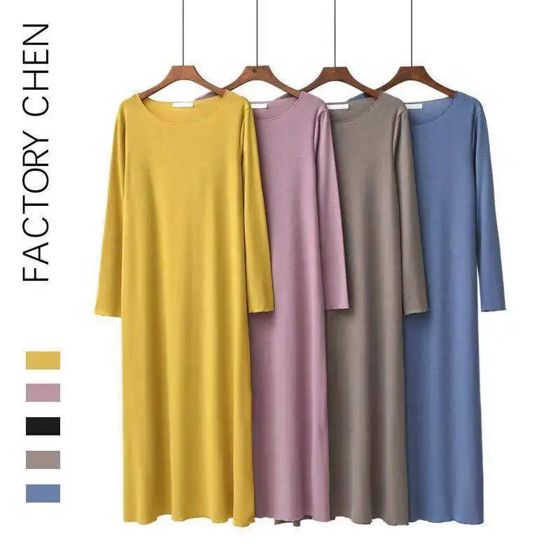 Пижама женская осенняя новая Спящая юбка с длинным рукавом из чистого хлопка