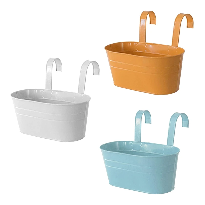 

Hanging Pot For Plants, 3 Pack Hanging Flower Pots, Planters Bucket Cup For Deck Railing Fence Balcony Garden Patio Home