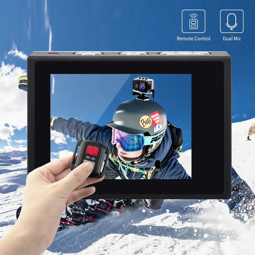 Спортивная Экшн-камера 4K с функцией EIS Wi-Fi 170D водонепроницаемый 30 м пульт