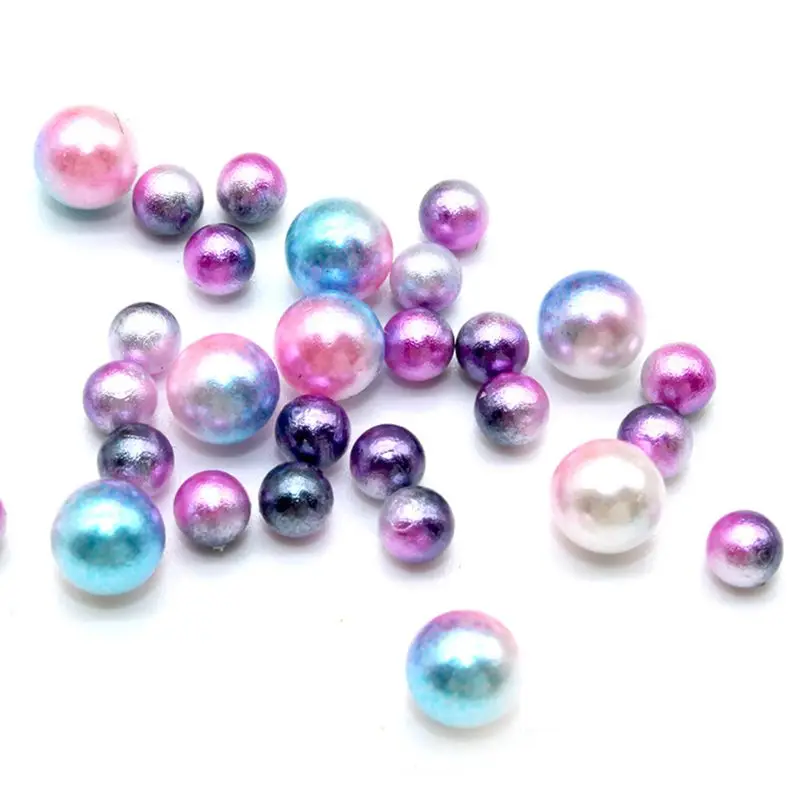

1 Box 12 Colors Charms Gradient Pearls Round Shiny 3D Nail Art Beads DIY Crafts 87HC