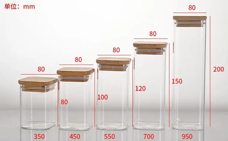 1 шт. Квадратный Контейнер для хранения продуктов Бамбуковая крышка герметичный