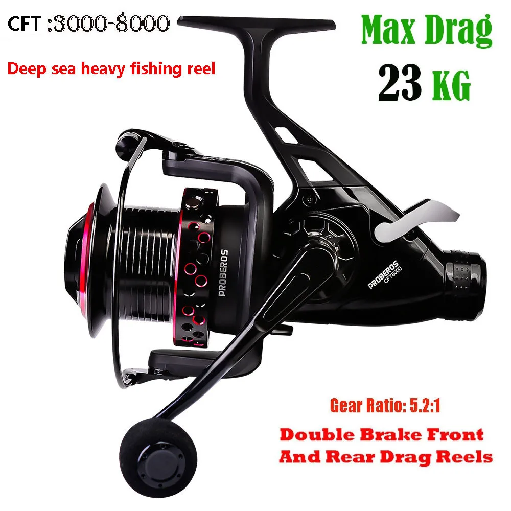 

CFT Heavy Deep Sea Fishing Reels Max Drag 23KG 13+1 BB Carp Front Rear Double Brake Spinning Fishing Reels carretilha de pesca