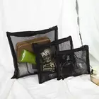 3 шт.компл. Черные Сетчатые косметические мешки для путешествий на молнии, хранилище, сумочка для туалетных принадлежностей, моющаяся сумка LX9F