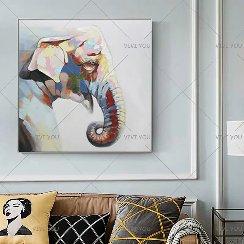 Большой размер 100% ручная роспись новый абстрактный слон масляная живопись на