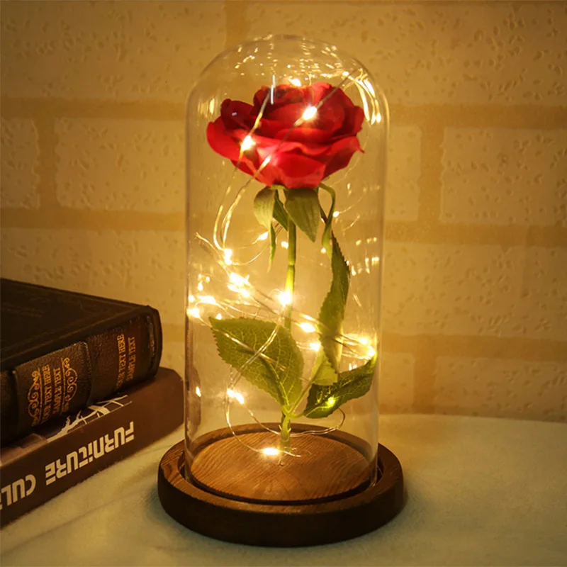 

Beauty And The Beast Rose Rose In LED Glass Dome Forever Rose Red Rose Valentine's Day Mother's Day Special Romantic Gift
