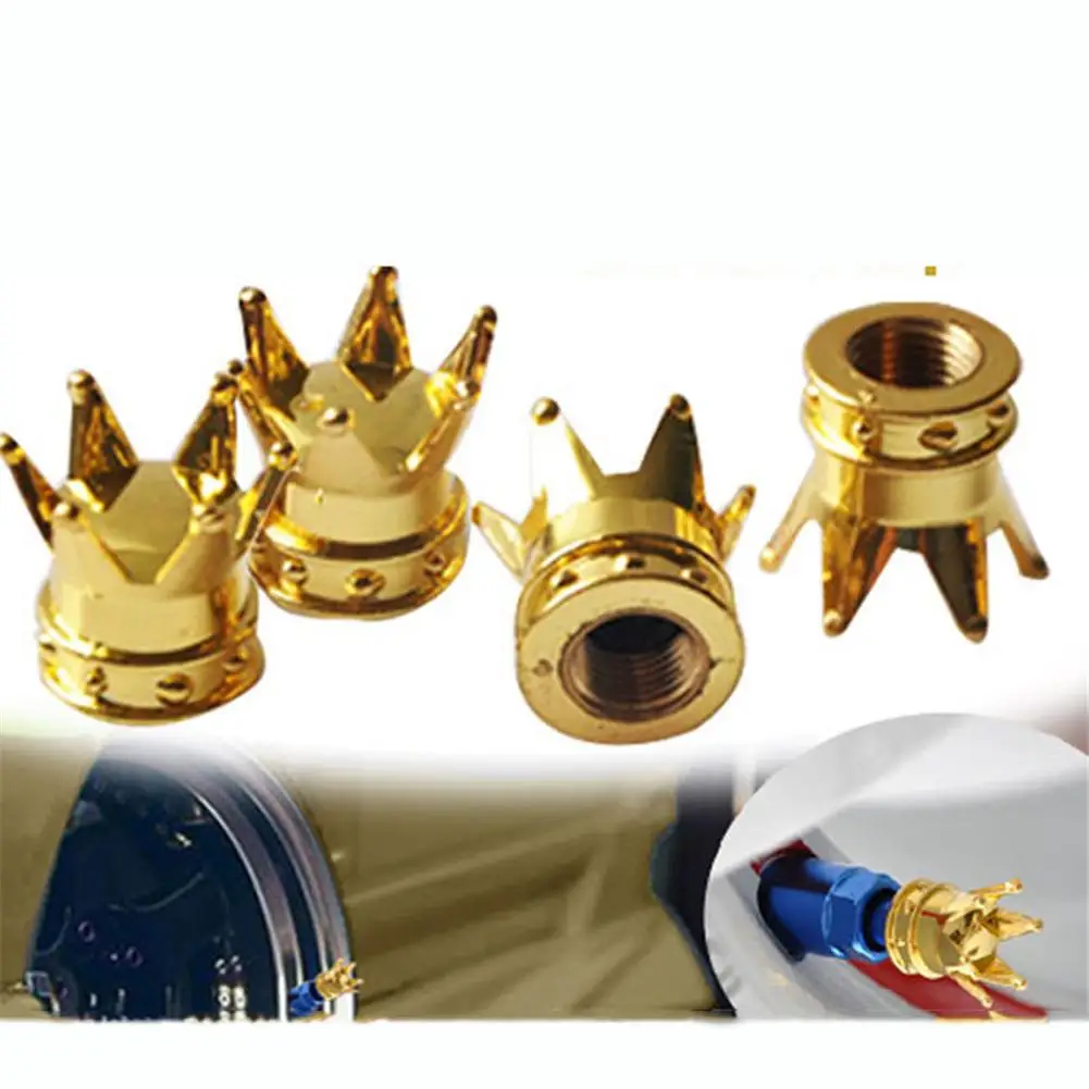 4 шт. Универсальный Велосипедный клапан для шин золотая корона автомобиля