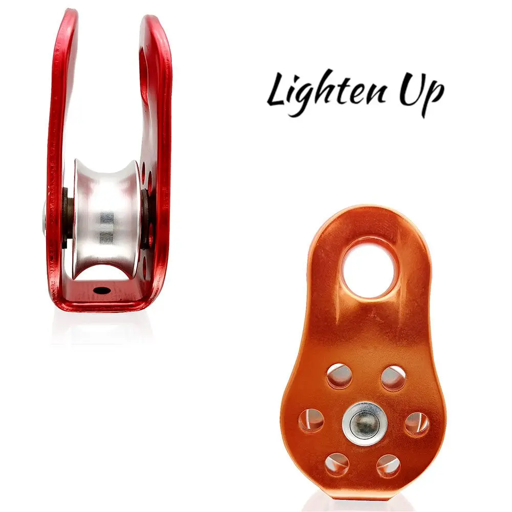 

20KN Outdoor Single Pulley Rope Pulley Mountaineering Rope Climbing Rappelling Survival Equipment Red/Orange