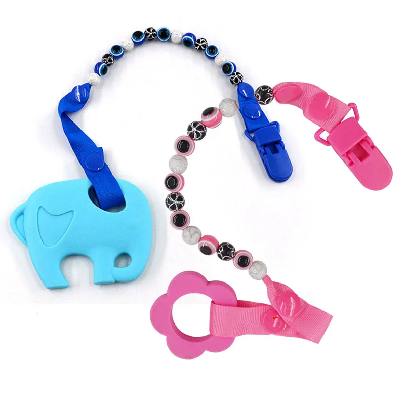 Синяя цепочка для соски-пустышки B1075, держатель для соски-пустышки, на зажимах, для детей