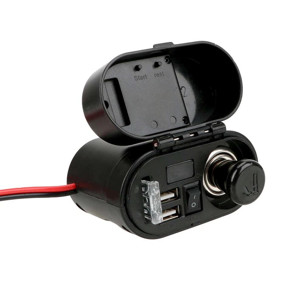 FORAUTO 12 В 24 в двойной USB зарядное устройство для мотоцикла с цифровыми часами мотоцикл USB адаптер зарядное устройство прикуриватель комплект