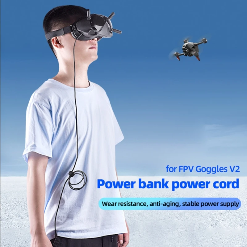 2021 New Power Cord Flight Glasses Power Bank Charging Cord Battery Supply Accessories Compatible with FPV Goggles V2