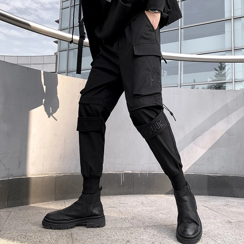 Black Cargo Pants Joggers Men Harajuku Swag Streetwear Military Techwear Mens Clothing Japanese Style Pencil Casual Trousers