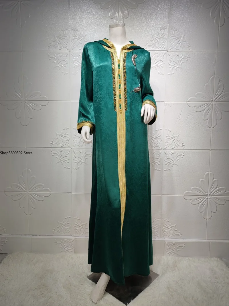 2021 Ramadan Abayas For Women Abaya Dubai Muslim Hooded Dress Jalabiya Caftan Marocain Turkish Evening Gown Islam Clothing