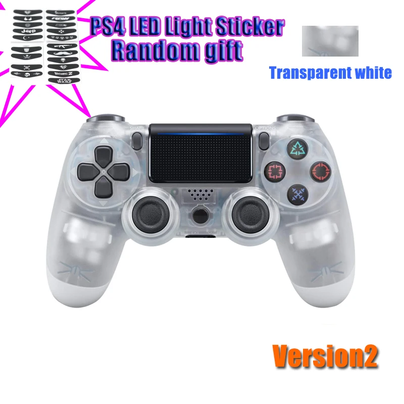 Transparent White Новая версия 2 4,0 контроллер для SONY PS4 Геймпад для Play Station 4 джойстик Беспроводная консоль для PS3 для Dualshock - Цвет: Transparent White
