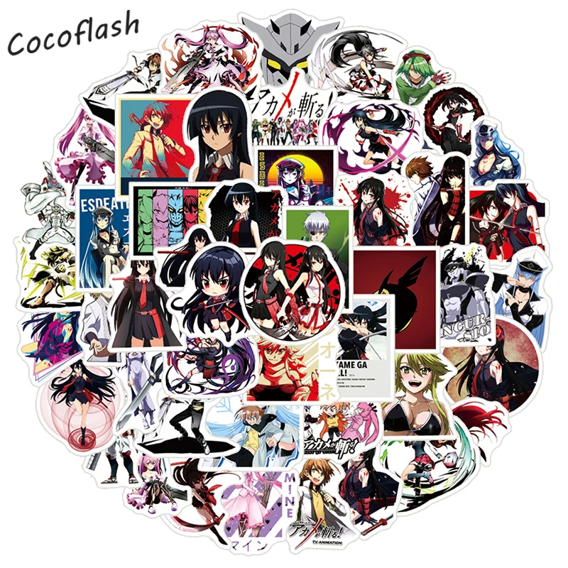 10/50pcs/pack Cartoon Anime Akame Ga KILL! Mixed Graffiti Stickers For Diy Helmet Case Gift Laptop Guitar Luggage Skateboard