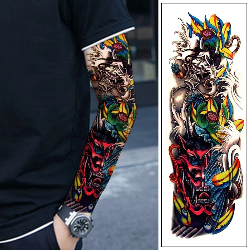 Водостойкие Временные татуировки 4 шт./лот рыба Череп цветные полноразмерные с