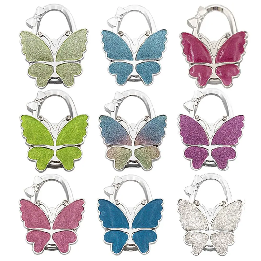 

Metal Butterfly Hanger Hook Holder Unique Folding Portable Crystal Alloy Purse Handbag Bag Collapsible Hook Fashion Table Hook