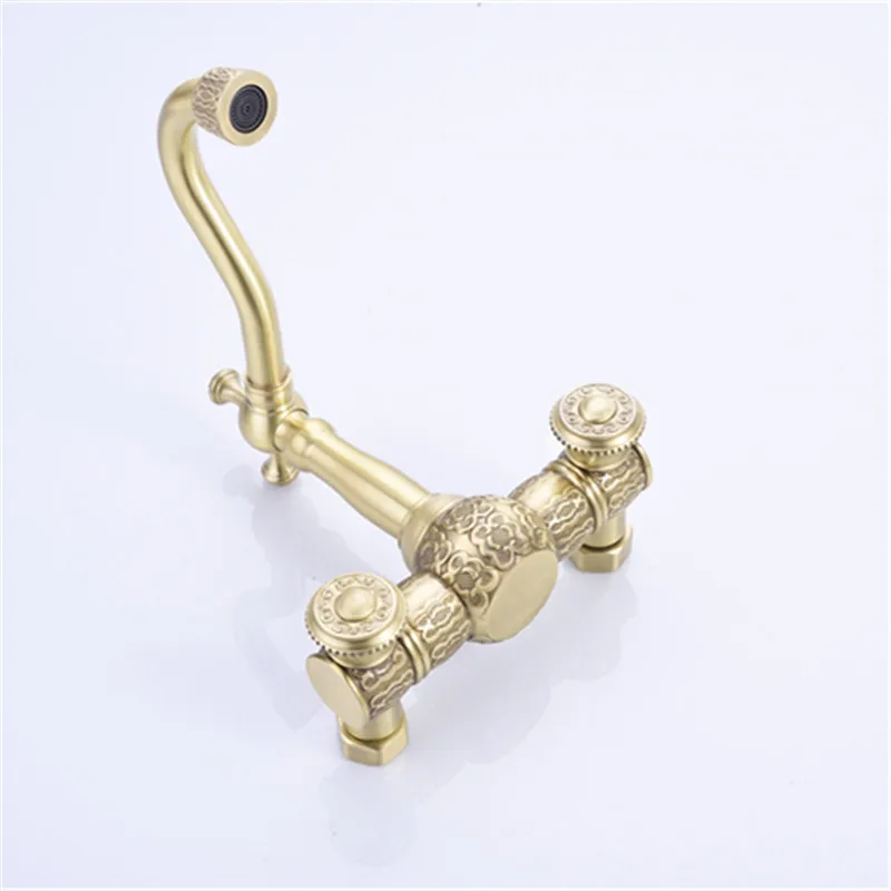 Смесители для кухни LIUYUE кран из черной/золотой латуни с двойным узором вращение