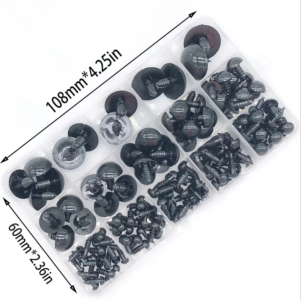 

All Black Thread Screw Multi-size Doll Eyes Decor Accessories Plastic Crafts Childern's Doll Accessories