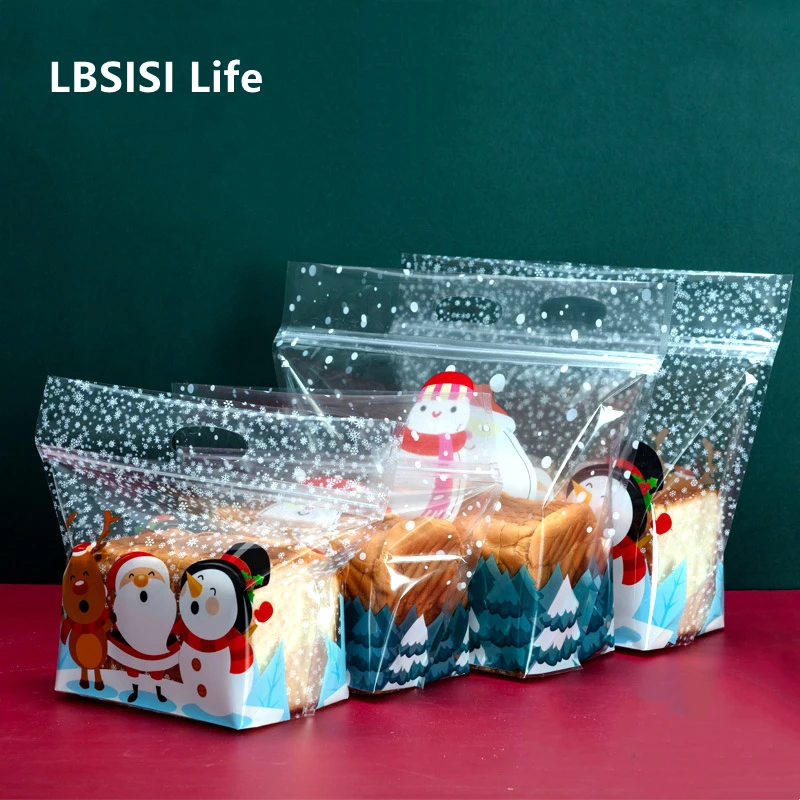 LBSISI Life-Asa de embalaje de pan tostado transparente para Navidad, galletas hechas a mano para fiesta de año nuevo, decoración de regalo, 50 Uds.