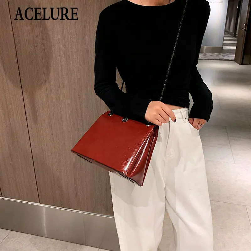 

ACELURE Vintage Shoulder Messenger Bags Women PU Leather Handbasg Female Tote Bags Designer Elegant Ladies Crossbody Bags Purses