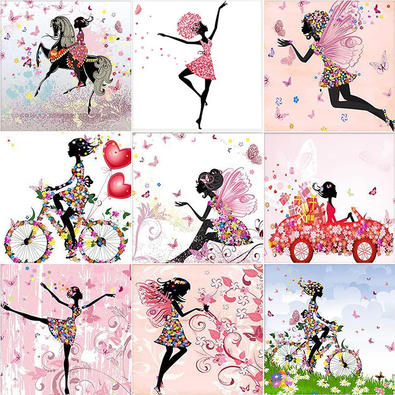 

5D DIY Diamond Painting Pink Butterfly Girl Full Round Diamond Embroidery Mosaic Cross Stitch Art Kit Home Decor Gift