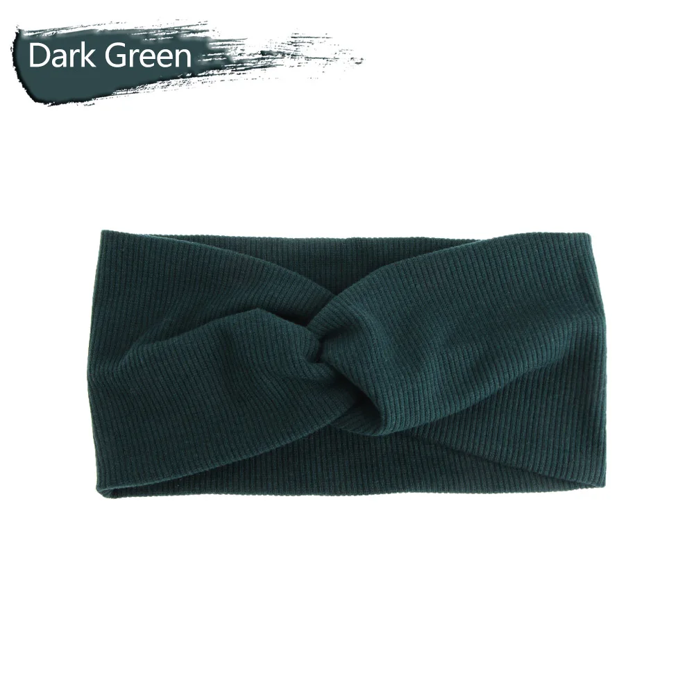 Dark green Новое поступление, модные женские мягкие шерстяные плетеные повязки на голову, милые теплые головные уборы для девушек, женские корейские винтажные аксессуары для волос - Цвет: Dark green