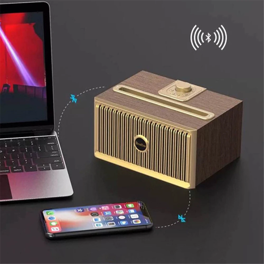 Портативный Bluetooth мини динамик OneDer V6 в стиле ретро водонепроницаемый сабвуфер с fm