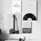 Ностальгическое черно-белое гитарное радио Cd музыкальное оборудование настенное Искусство Печать на холсте картина декоративное украшение для картины комнаты