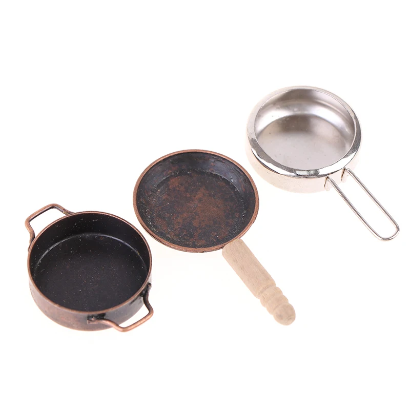 

1PC Dollhouse Miniature Kitchen Cooking Ware Play Kitchen Toy Pot Boiler Frying Pan Model For Dollhouse Decoration