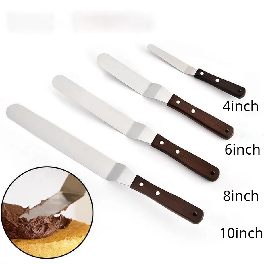 Kitchen Appliances Tools Wooden Handle Stainless Steel Pastry Cutter Cake Spatula Butter Cream Knife Kitchen Gadgets