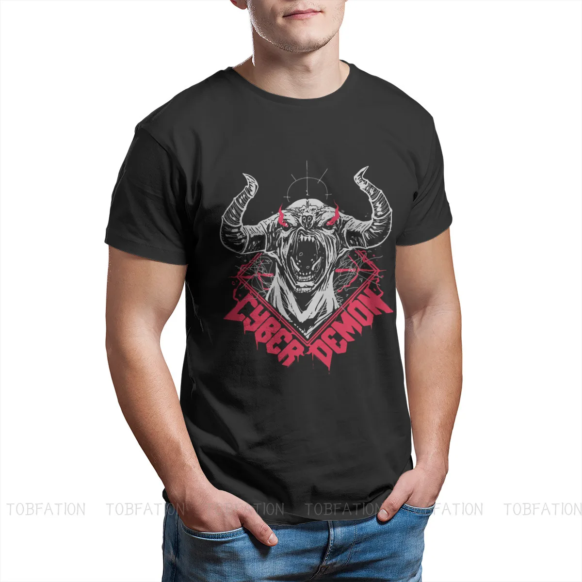 

Мужская футболка Cyberdemon с надписью Doom, вечный убийца, Ад дум, Серафим, игра, круглый вырез, короткий рукав, тканевая футболка, забавные подарки...