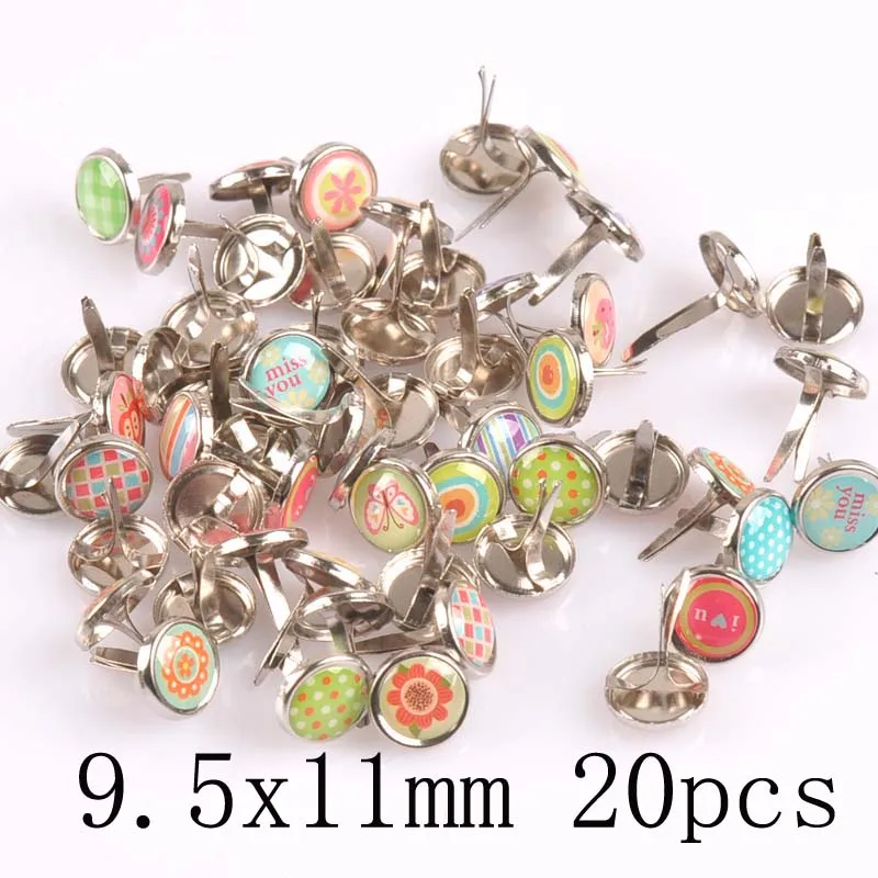 9.5x11mm 20pcs Mix винтажные изделия ручной работы штифтики для скрапбукинга, украшение фиксаторы-штифтики Изделия из металла украшения CP2583 - Цвет: 9.5x11mm 20pcs
