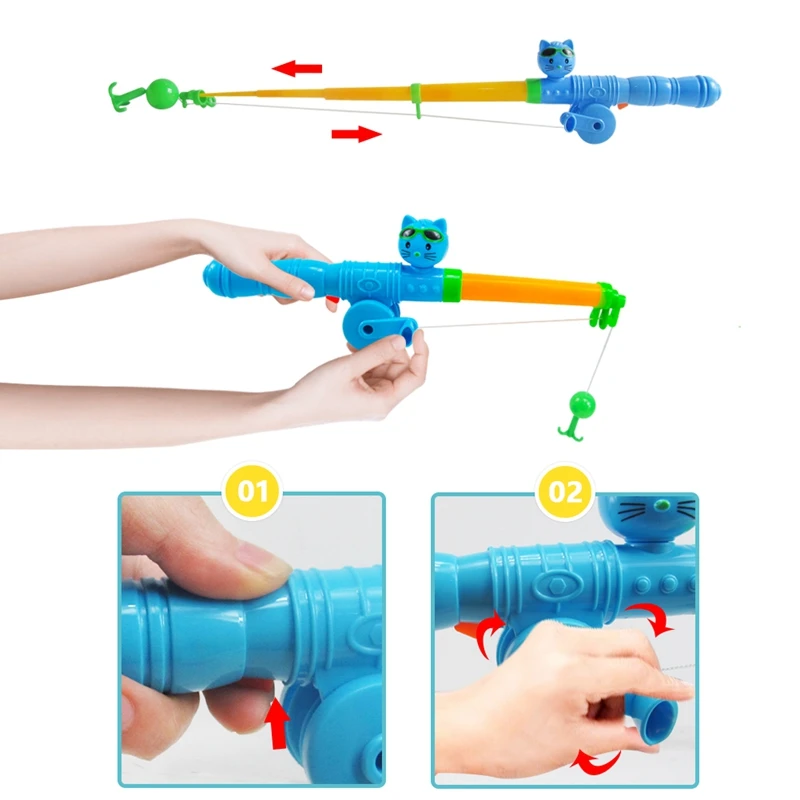 

12PCS Baby Bath Toys Bathtub Magnetic Fishing Toys Marine Animals Pinch on the Chain Swimming Turtle Set