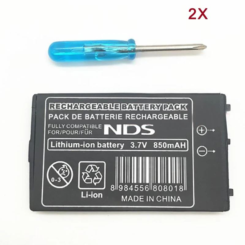 2 шт./лот 850 мАч перезаряжаемый литий ионный аккумулятор для Nintendo DS NDS с мини