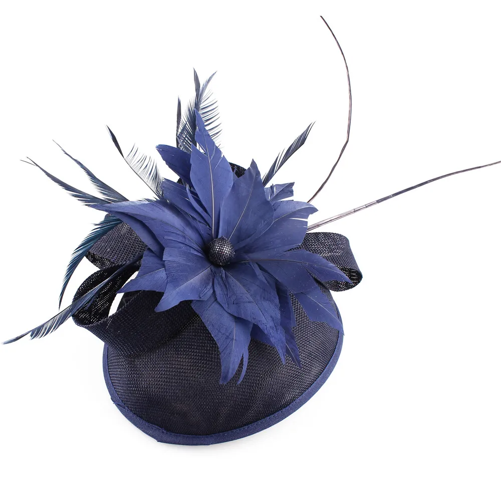 

Vintage ladies Navy Fascinators Party Tea Headwear Elegant Women Headwear Hairclips Bride Fashion Ladies Hair Accessories