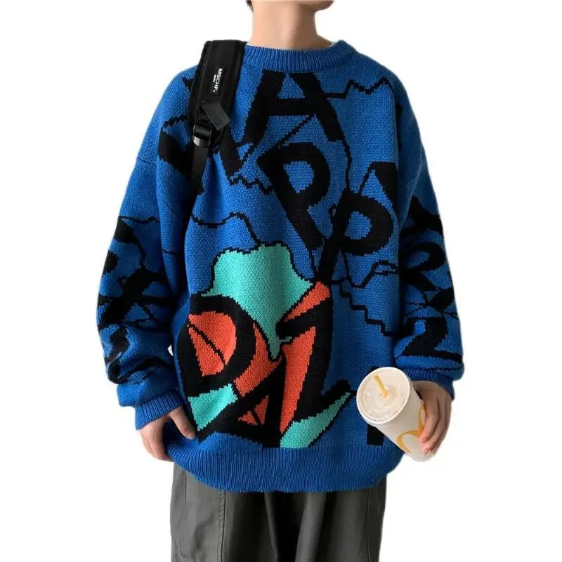 

Winter T-neck sweater loose printed Pullover Sweater