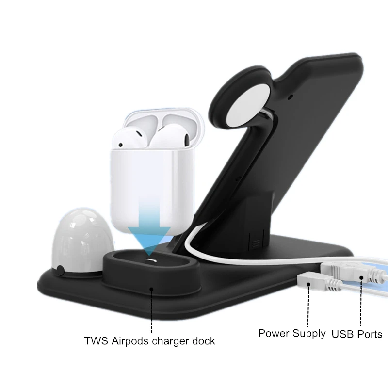 4 in 1 Fast Wireless Charger Stand For iPhone 11 Pro Max XR XS Dock Station for Apple Watch 5 3 2 Airpods | Мобильные телефоны и
