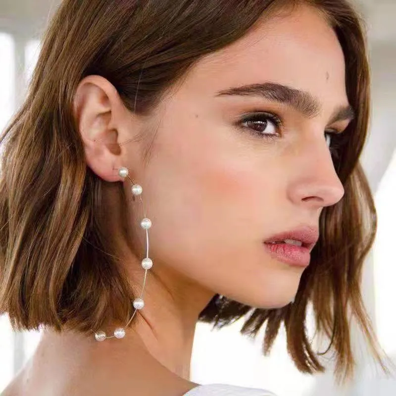 

Women Jewelry Hoop Earrings Large Circle Metals Aretes De Mujer Moda New Brincos Oorbellen Fashion Small Pearls Boule D'Oreille