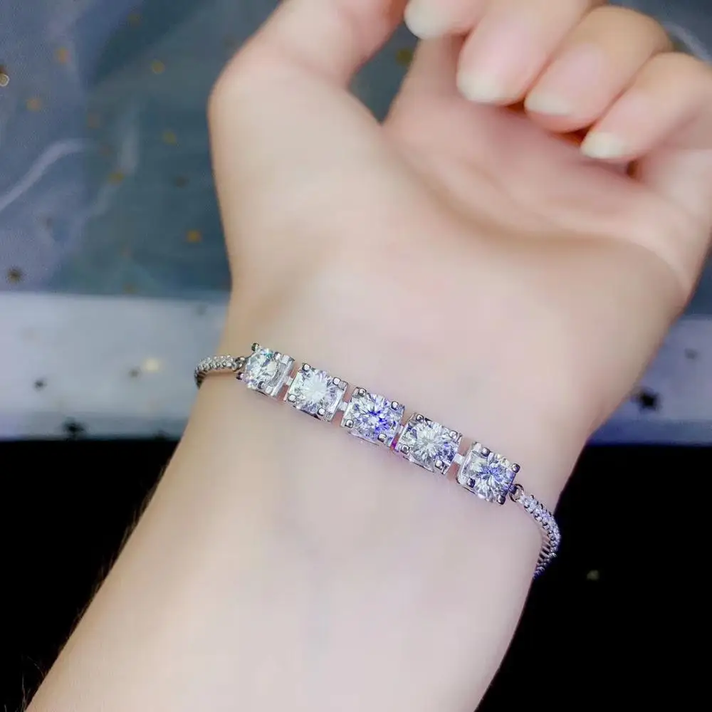 Женский блестящий браслет с драгоценным камнем Moissanite ювелирное изделие из