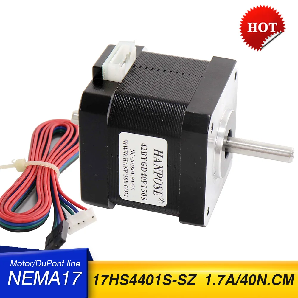 

Шаговый двигатель 42, двухваловой двигатель NEMA 17 1.7A 17HS4401S, 4-свинцовый двигатель для сценического освещения 3D-принтера