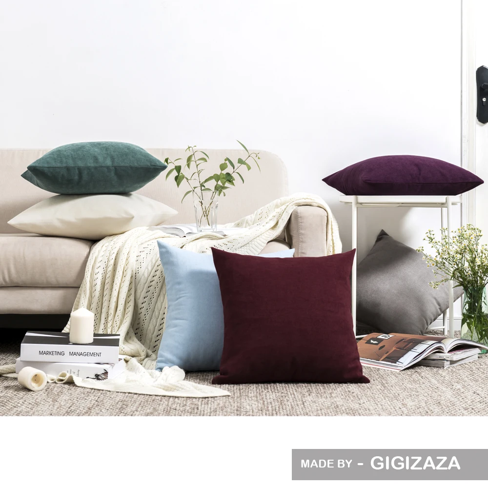 Современные однотонные фиолетовые бархатные наволочки для дивана кровати