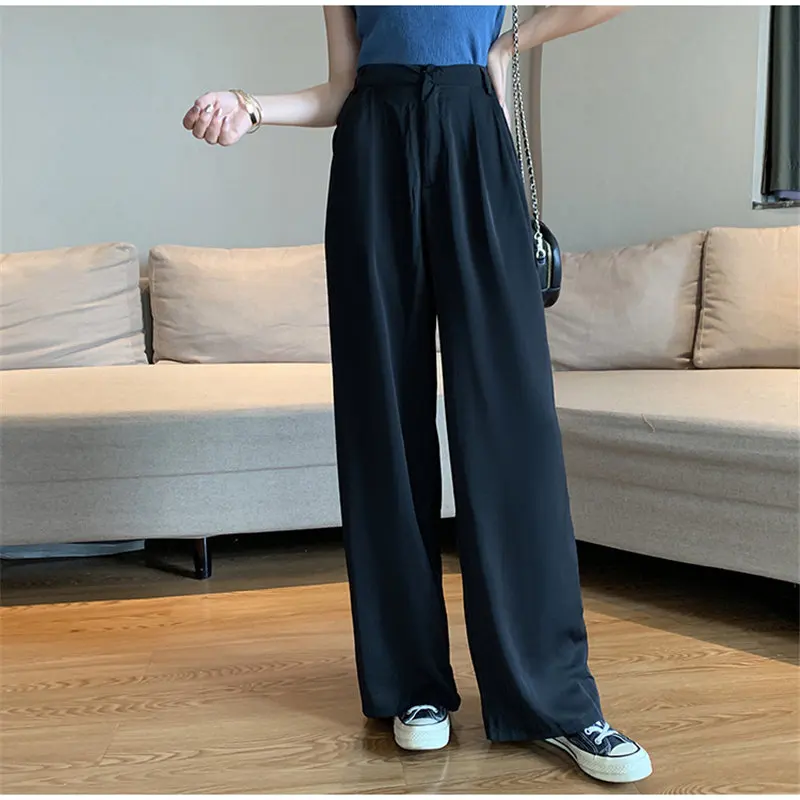 

HziriP Vintage Chic Autumn Full-Length Pants Straight Retro Loose Slim Solid Streetwear Large Size All-Match Casual Trousers