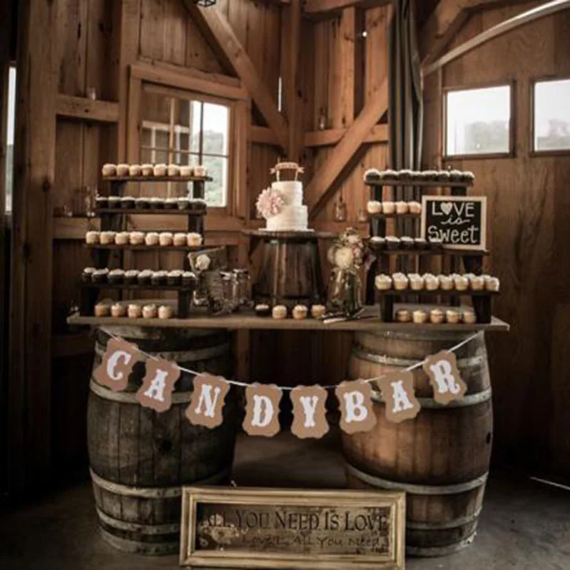 Лидер продаж моноблок kraft Бумага картона овсянка баннер знак Baby Shower День рождения